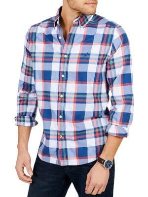 Nautica Classic Fit Casual Brushed Twill Plaid Shirt
