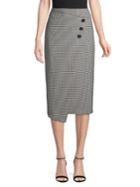 Vince Camuto High-rise Houndstooth Button-front Midi Skirt