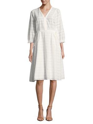 Calvin Klein Embroidered Eyelet Fit-and-flare Dress