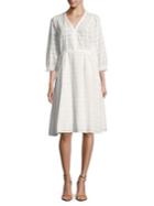 Calvin Klein Embroidered Eyelet Fit-and-flare Dress