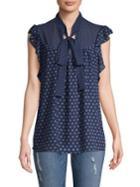 Michael Michael Kors Ruffled Dot Tie-neck Top