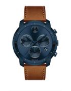 Movado Bold Large Chronograph Stainless Steel Leather-strap Watch