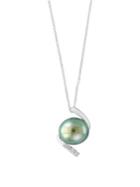 Effy 11mm Tahitian Pearl, Diamond And Sterling Silver Pendant Necklace