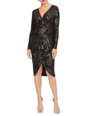 Rachel Rachel Roy Lauren Long Sleeve Metallic Wrap Dress