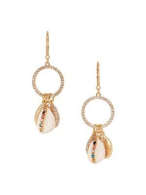 Sole Society Beachcomber Goldtone And Crystal Hoop Drop Earrings