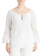 Lauren Ralph Lauren Plus Eyelet Lace Cotton Top