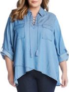 Karen Kane Plus Lace-up Wrap Hem Top