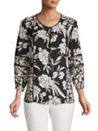 Karl Lagerfeld Paris Floral Printed Tie-front Blouse