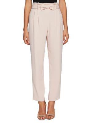 Cece Bouquet Moss Crepe Straight Cotton Paperbag Pants