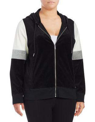 Calvin Klein Plus Colorblock Hooded Zip-front Jacket
