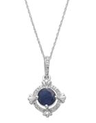 Lord & Taylor 14kt. White Gold Sapphire And Diamond Pendant Necklace