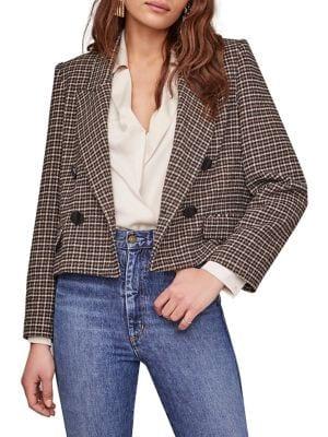 Astr The Label Manhattan Cropped Houndstooth Boxy Blazer