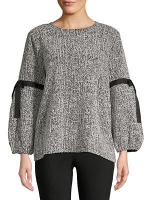 Karl Lagerfeld Paris Puff-sleeve Tweed Blouse