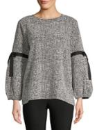 Karl Lagerfeld Paris Puff-sleeve Tweed Blouse