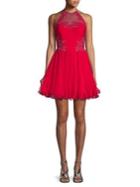 Blondie Nites Embellished Halterneck Fit-&-flare Dress