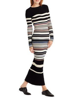Ella Moss Striped Sweater Pencil Maxi Dress