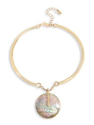 Robert Lee Morris Soho Mosaic Goldtone Sculptural Pendant Necklace