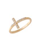 Lord & Taylor Goldtone Sterling Silver Cross Ring With Crystal Embellishments