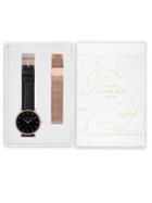 Rosefield The Bowery Black And Rose Goldtone Watch