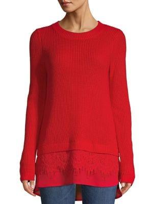 Context Lace-trimmed High-low Sweater