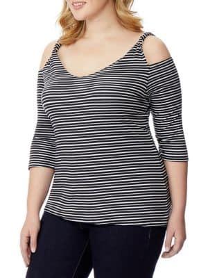 Rebel Wilson X Angels Plus Twisted Strap Cold-shoulder Top