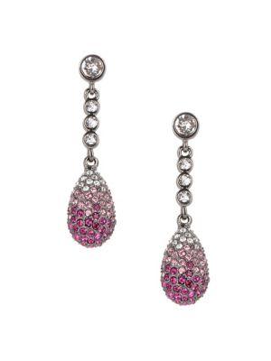 Nina Rhodium-plated And Swarovski Crystal Teardrop Dangle Earrings