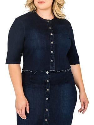 Standards And Practices Plus Elanse Elbow-length Sleeve Denim Top