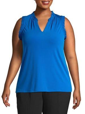 Michael Michael Kors Plus Ruffled Sleeveless Top