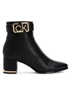 Calvin Klein Leather Buckled Booties