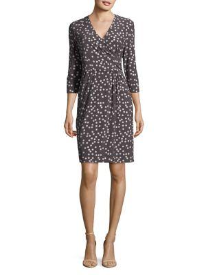 Anne Klein Polka Dot Wrap Front Dress