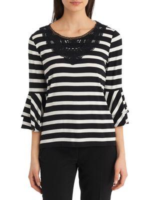 Karl Lagerfeld Paris Striped Bell-sleeve Top