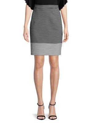 Imnyc Isaac Mizrahi Project Runway Challenge Winner Stanley Hudson X Imnyc Striped Ponte Pull-on Pencil Skirt