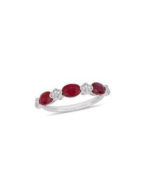 Sonatina 14k White Gold, Ruby And Diamond Anniversary Ring