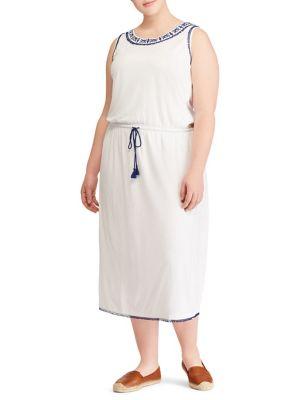 Lauren Ralph Lauren Plus Embroidered Midi Dress