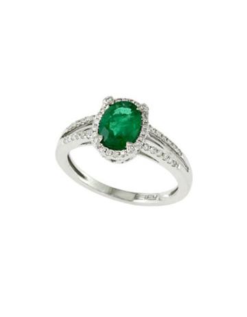 Bh Multi Color Corp. Diamonds, Emerald And 14k White Gold Ring