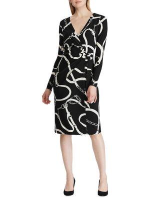 Lauren Ralph Lauren Equestrian Jersey Faux Wrap Dress