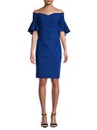 Calvin Klein Bell-sleeve Off-the-shoulder Sheath Dress