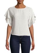 Vince Camuto Petite Tiered Ruffle-sleeve Blouse