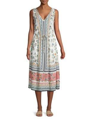 Lucky Brand Floral V-neck Midi Dress