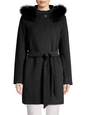 Cinzia Rocca Icons Fox Fur Hooded Wrap Coat