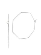 Bcbgeneration Silvertone Geometric Octagon Wire Hoop Earrings