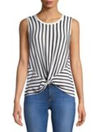 Design Lab Lord & Taylor Striped Knotted Top