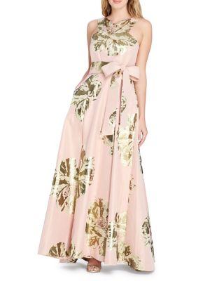 Tahari Arthur S. Levine Sleeveless Floral Print Gown