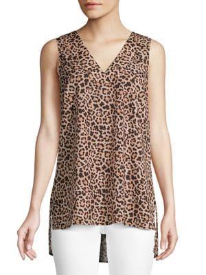 Joan Vass Sleeveless Animal-printed Top