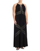 London Times Plus Embroidered Maxi Dress