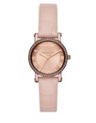 Michael Kors Norie Sable Ip And Leather-strap Watch