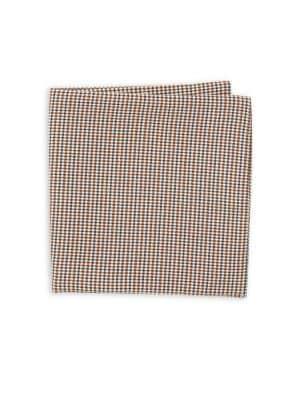 Black Brown Exford Houndstooth Cotton Pocket Square