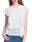 Plenty By Tracy Reese Cotton Lace And Ruffles Blouse