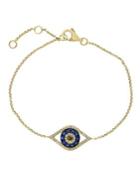 Effy Two-tone Diamonds, Sapphire And 14k Yellow Gold Evil Eye Bracelet