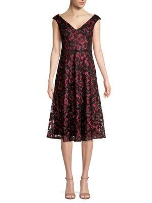 Taylor V-neck Embroidered Lace Mesh Dress